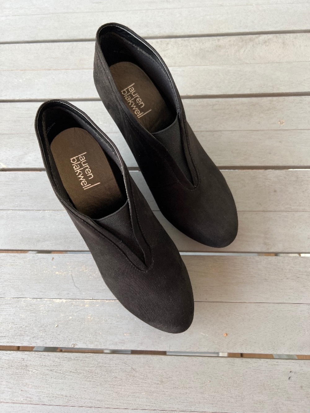 Black 3 inch Wedge Ankle Bootie